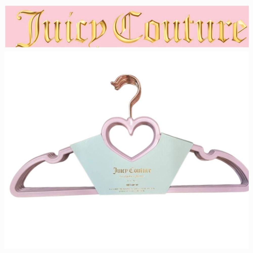 Juicy Couture Home Set of 10 Notched Shoulders Heart Hangers- Lavender